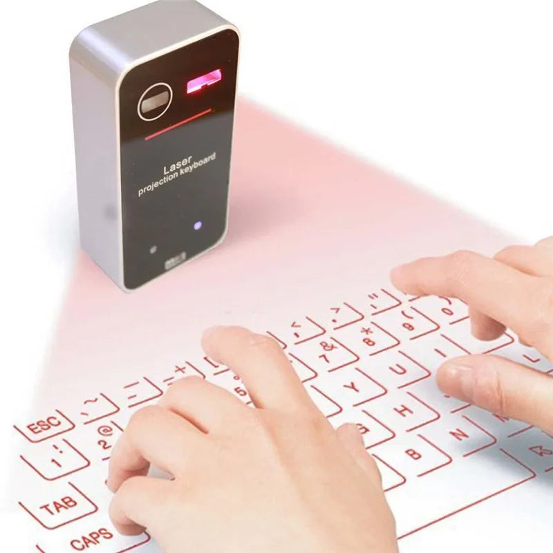 KLWEnglish QWERTY Wireless Bluetooth Mini Keyboard Virtual Laser Phone Projector Portable for Computer Phone Pad Laptop