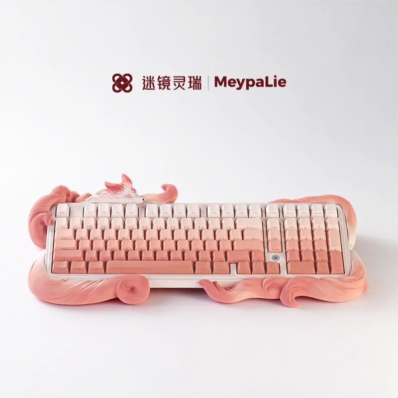 MeypaLieNine-Tailed Fox Wireless Tri-Mode Custom Keyboard & Mouse Set for Girls – Stylish Office Gift with High Aesthetic Appeal