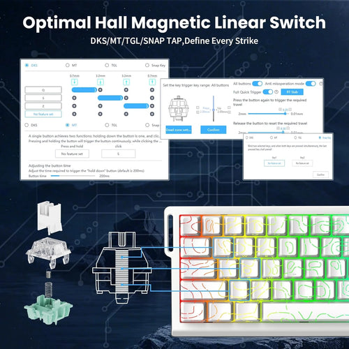 ATTACK SHARK X68 HE Rapid Trigger Keyboard Magnetic Switch 60% Wired 8KHz Hot Swappable Keyboard With RGB Lighting PBT Double-sh