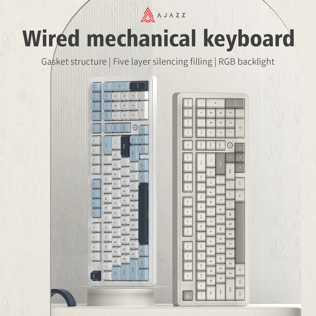 AJAZZ AK980 Retro Silent Mechanical Keyboard, Wired Kit, Ideal for Office & Gaming